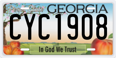 GA license plate CYC1908