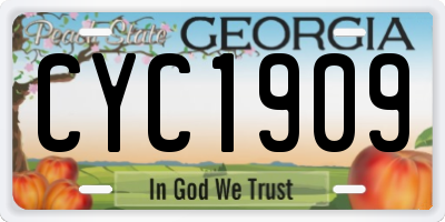 GA license plate CYC1909