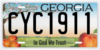 GA license plate CYC1911