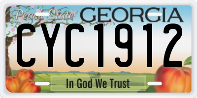 GA license plate CYC1912