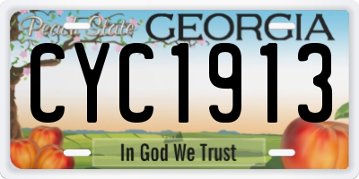 GA license plate CYC1913