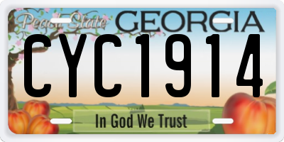 GA license plate CYC1914