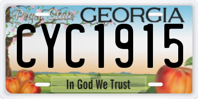 GA license plate CYC1915