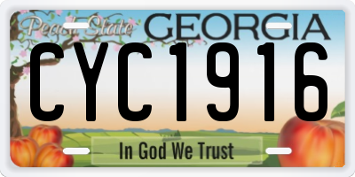 GA license plate CYC1916