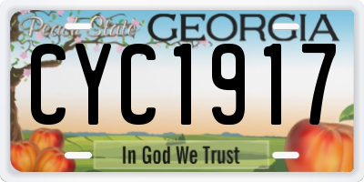 GA license plate CYC1917
