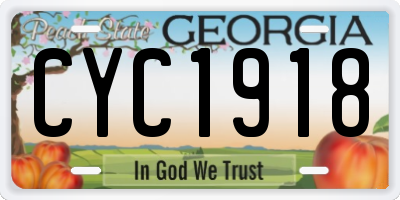 GA license plate CYC1918