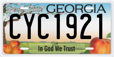 GA license plate CYC1921