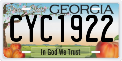 GA license plate CYC1922