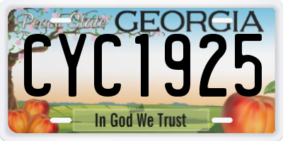 GA license plate CYC1925