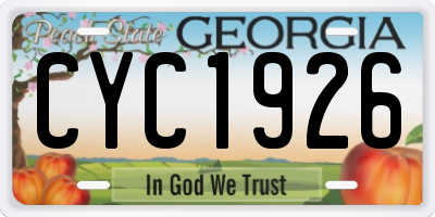 GA license plate CYC1926
