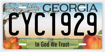 GA license plate CYC1929