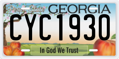 GA license plate CYC1930
