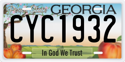 GA license plate CYC1932