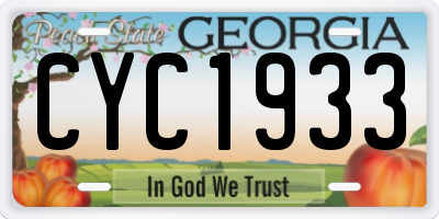 GA license plate CYC1933