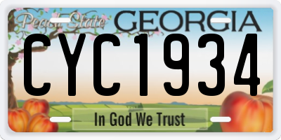 GA license plate CYC1934