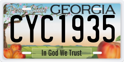GA license plate CYC1935