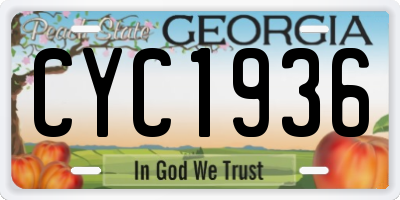 GA license plate CYC1936