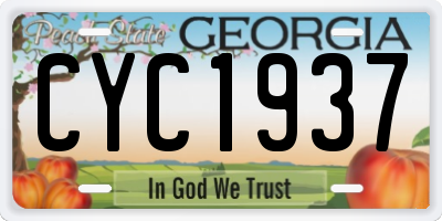 GA license plate CYC1937