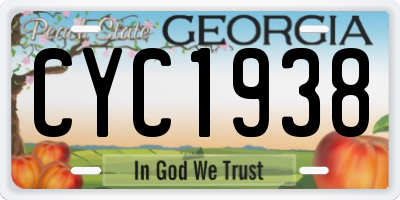 GA license plate CYC1938