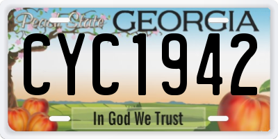 GA license plate CYC1942
