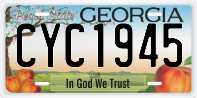 GA license plate CYC1945