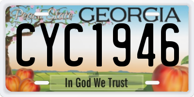 GA license plate CYC1946