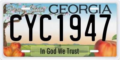 GA license plate CYC1947