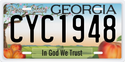 GA license plate CYC1948