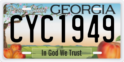 GA license plate CYC1949