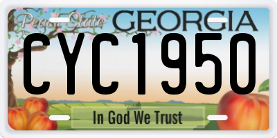 GA license plate CYC1950