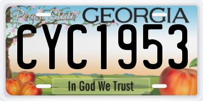 GA license plate CYC1953