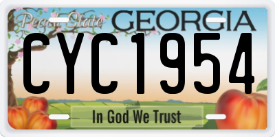 GA license plate CYC1954