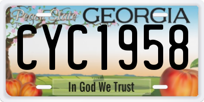 GA license plate CYC1958