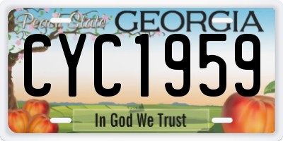 GA license plate CYC1959