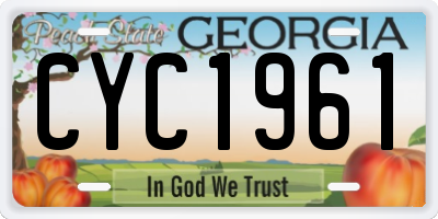 GA license plate CYC1961