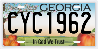 GA license plate CYC1962
