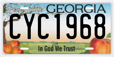 GA license plate CYC1968
