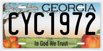 GA license plate CYC1972