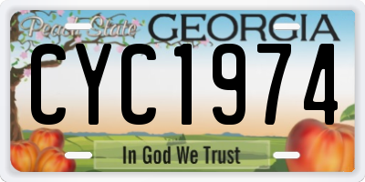 GA license plate CYC1974