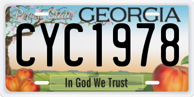 GA license plate CYC1978
