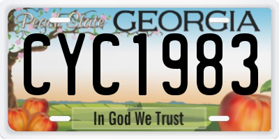 GA license plate CYC1983