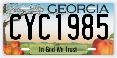 GA license plate CYC1985