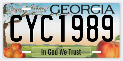 GA license plate CYC1989