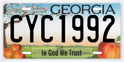 GA license plate CYC1992