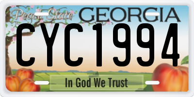 GA license plate CYC1994