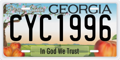 GA license plate CYC1996