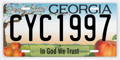 GA license plate CYC1997