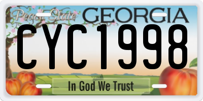 GA license plate CYC1998