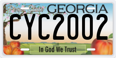 GA license plate CYC2002