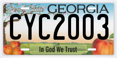 GA license plate CYC2003